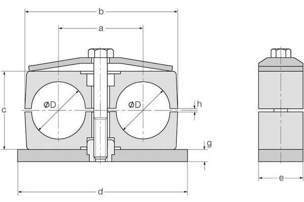 Rørholder dobbelt 10mm Grøn
